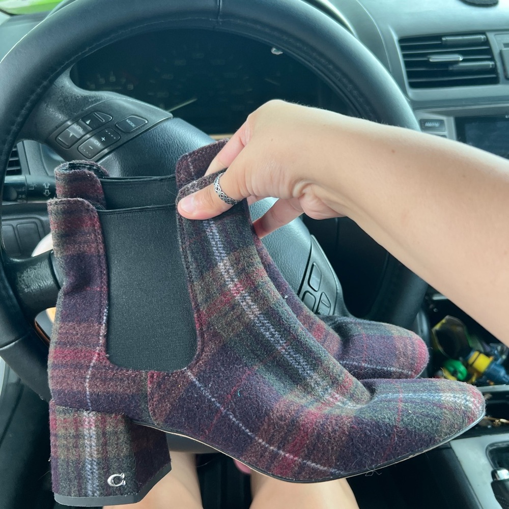 Coach Multicolor Plaid Heeled Boots